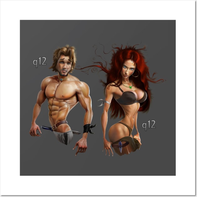 Muscle Couple Wall Art by q12